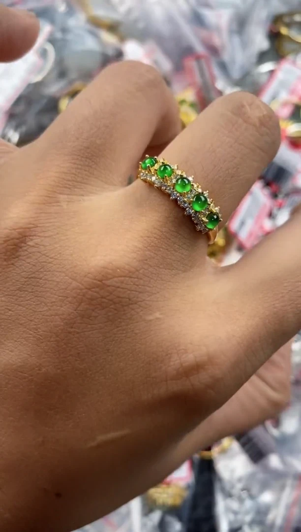 银S925镶嵌戒指翡翠111----1