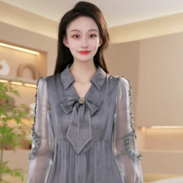 2025气质奢华蝴蝶结减龄爆款女装宽松气显瘦百搭连衣裙M-4XL