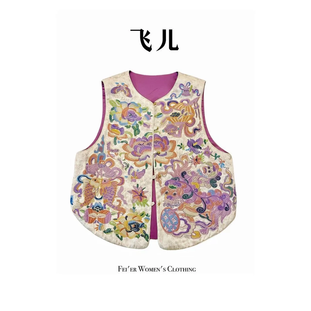 飞儿【花满塘马夹】春季新款时尚百搭设计感马夹