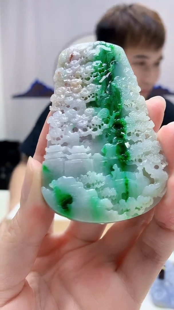 未镶嵌定制翡翠4868zm-毛货挂件山水107