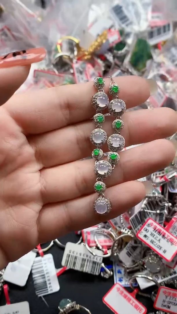 银S925镶嵌戒指翡翠天然A货缅甸翡翠