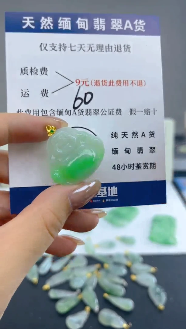 颈饰18K金镶嵌翡翠天然A货翡翠