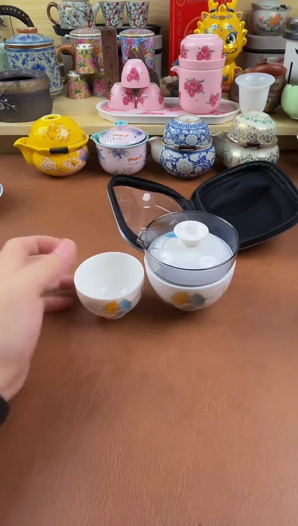 陶瓷茶具摆件旅行套组