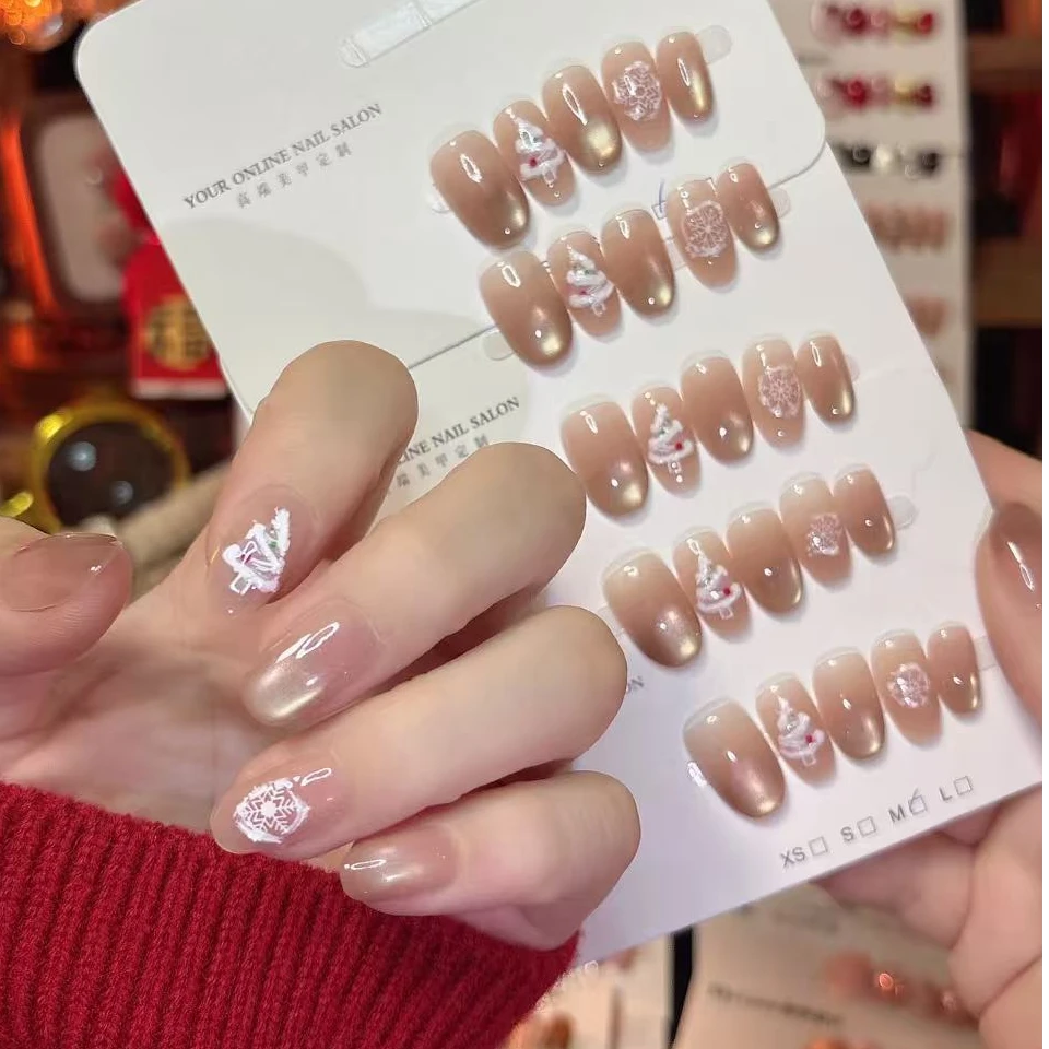 21【小雪树】新年美甲雪花猫眼冬季穿戴甲