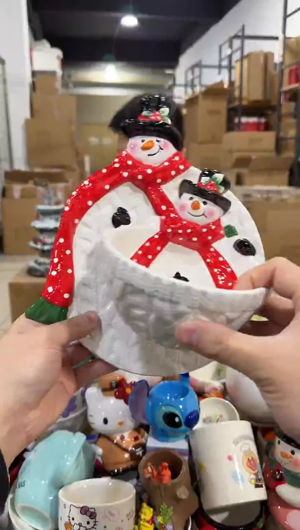 瓷片原盒雪人盘加雪人碗