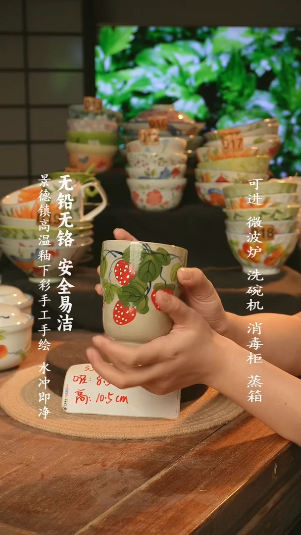 瓷景德镇高温瓷釉下彩手绘陶瓷