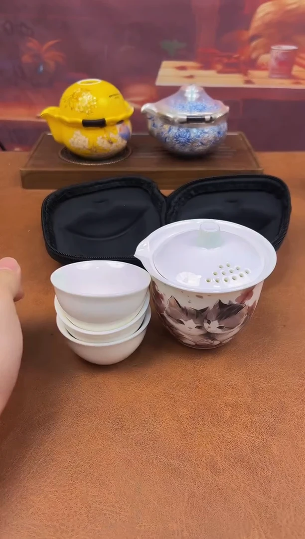 陶瓷茶具摆件旅行套组