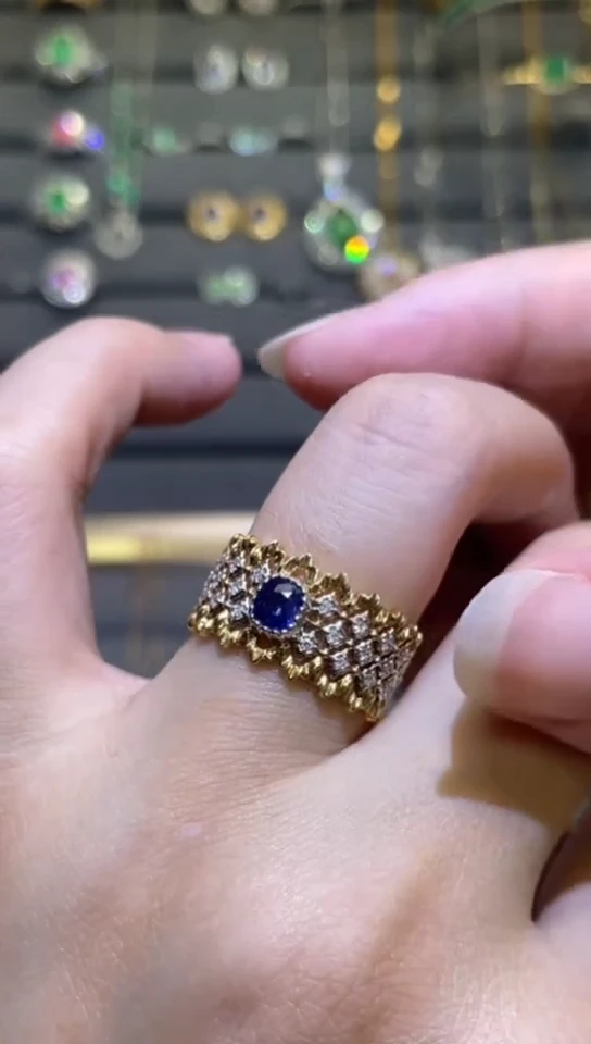 戒指蓝宝石18K金镶嵌0.23ct