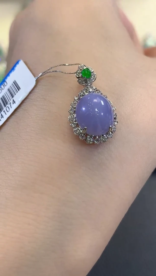 吊坠(不含链)18K金镶嵌翡翠春日珠宝 B100紫货有色差