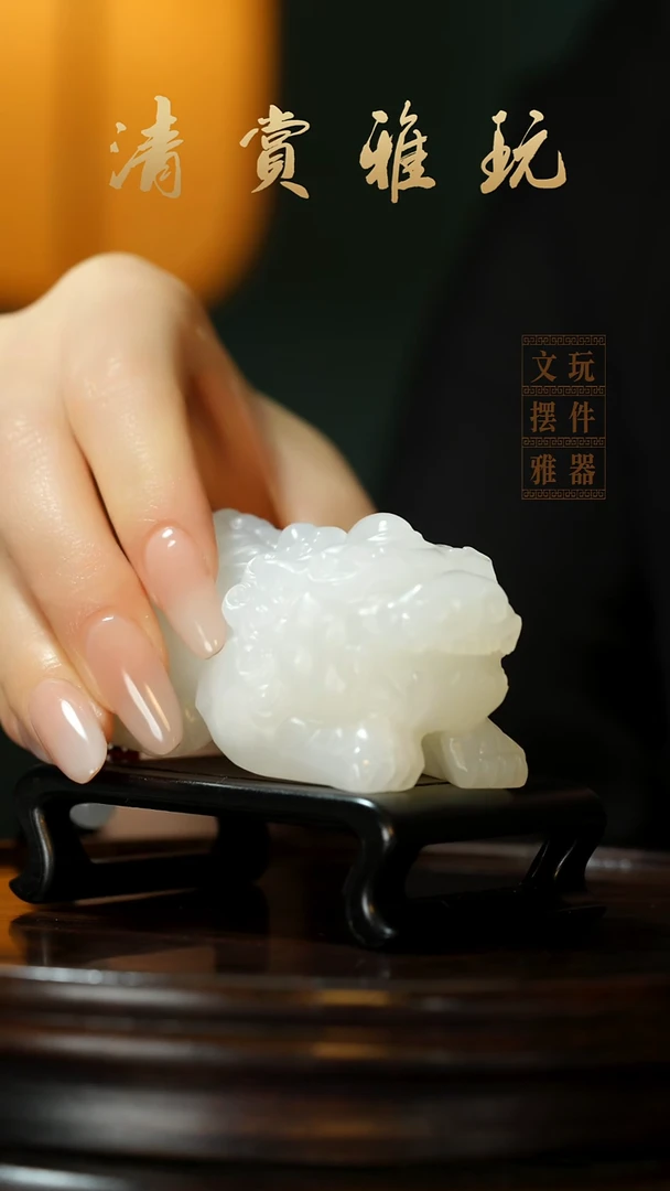 玉《守望貔貅》手把件摆件
