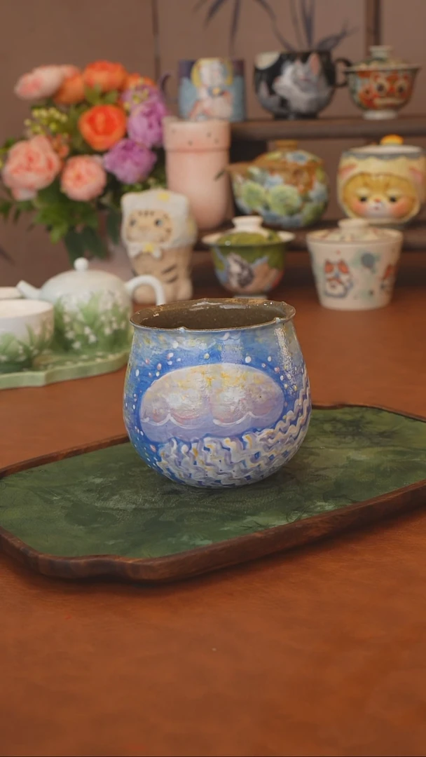 石一  炫彩水母手握杯