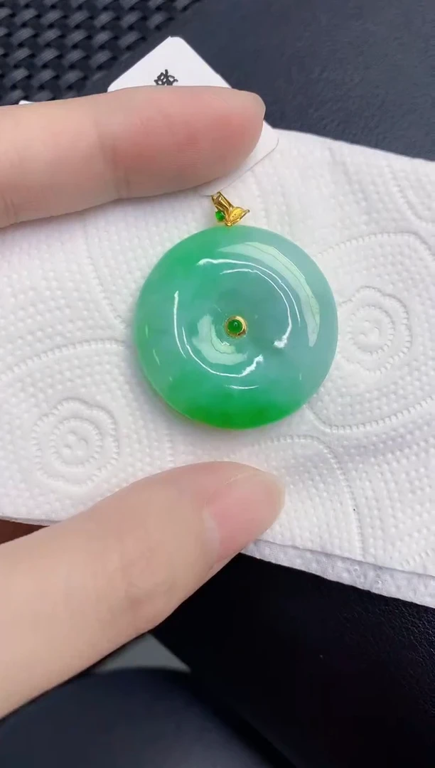 颈饰18K金镶嵌翡翠天然翡翠缅甸A货