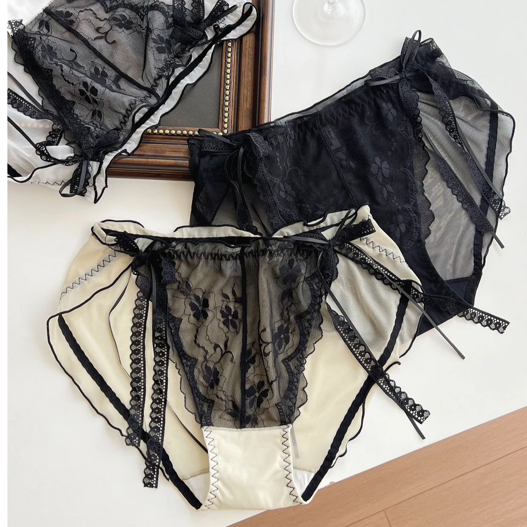 2025年网红爆款法式纯欲风蕾丝女低腰内裤性感轻薄透气蕾丝内裤