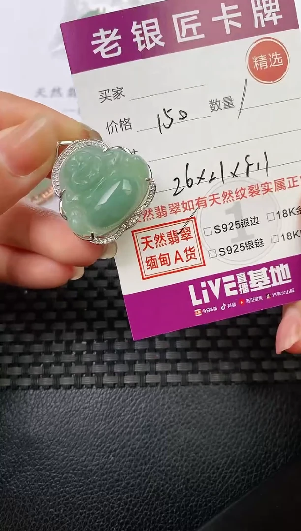 翡翠银S925镶嵌颈饰·