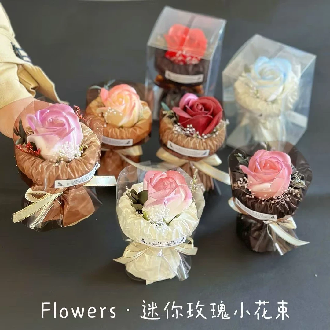 迷你口袋见面小花束玫瑰生日礼物装饰向日葵永生花仿真花伴手礼