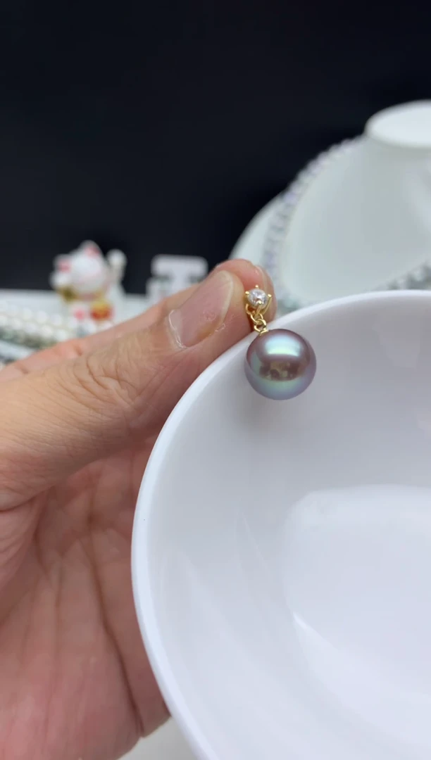 银S925镶嵌FF淡水珍珠紫珠吊坠（赠链）