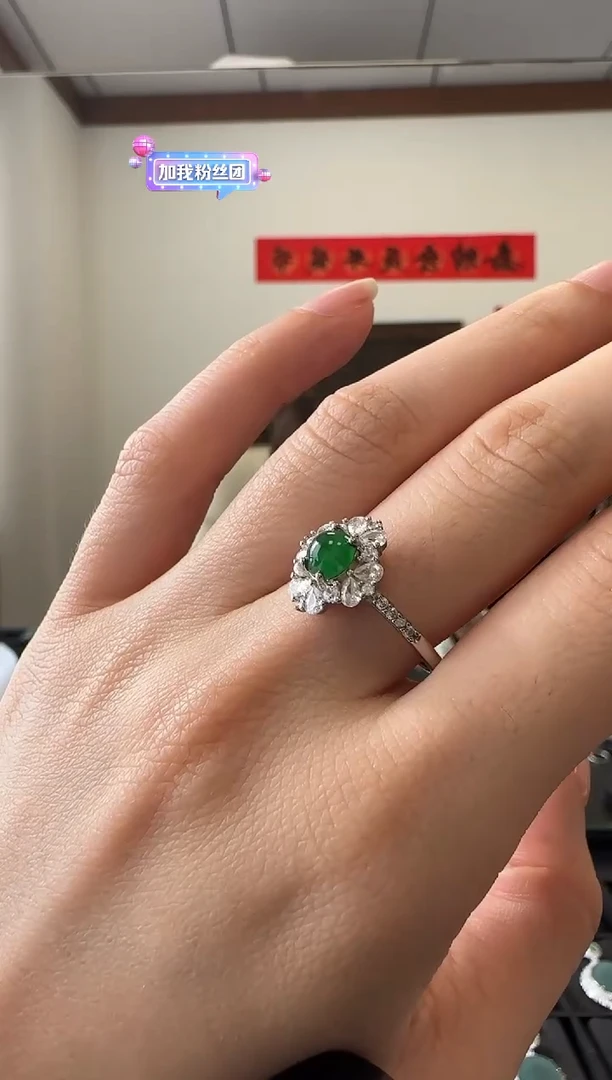 【闪购商品】翡翠戒指银S925镶嵌银镶