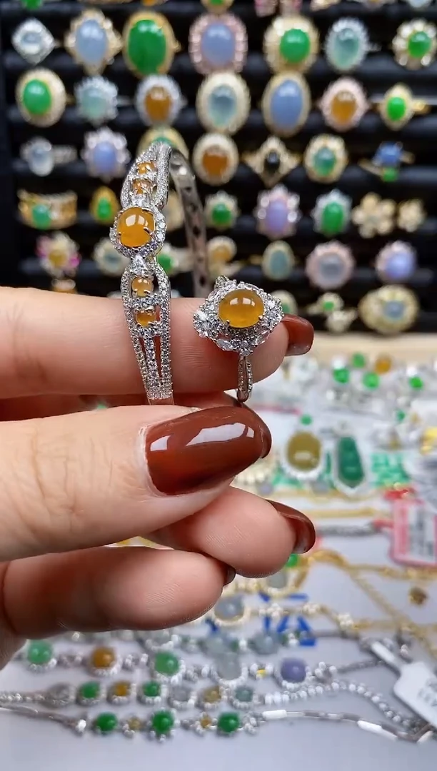 银S925镶嵌戒指翡翠1