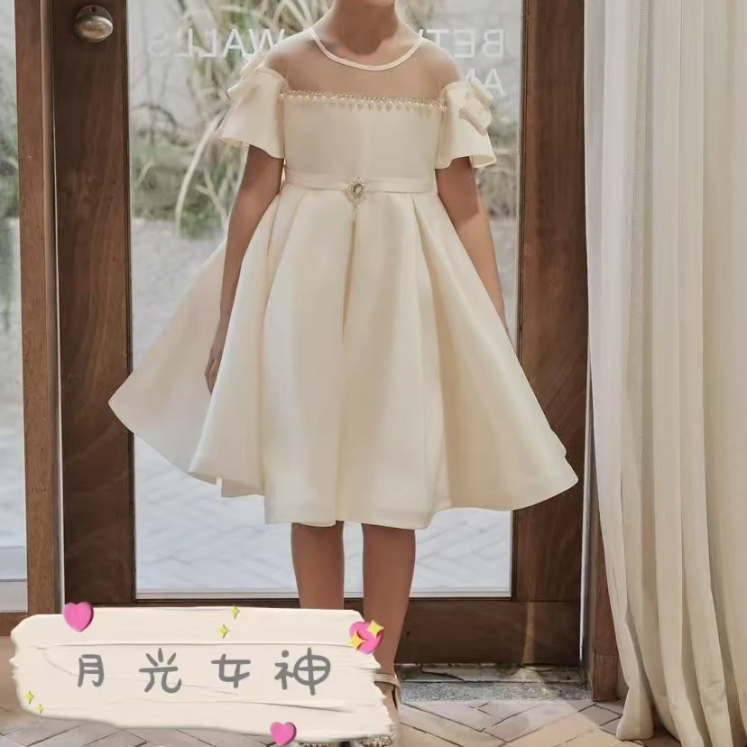 《月光女神》宴会夏季女神白色礼服童装礼服法式公主裙女公主风