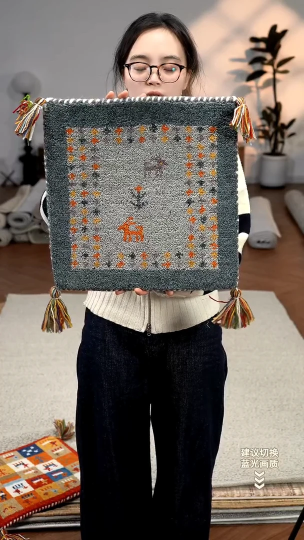 羊毛【40*40】印度进口羊毛坐垫【灰色方块】