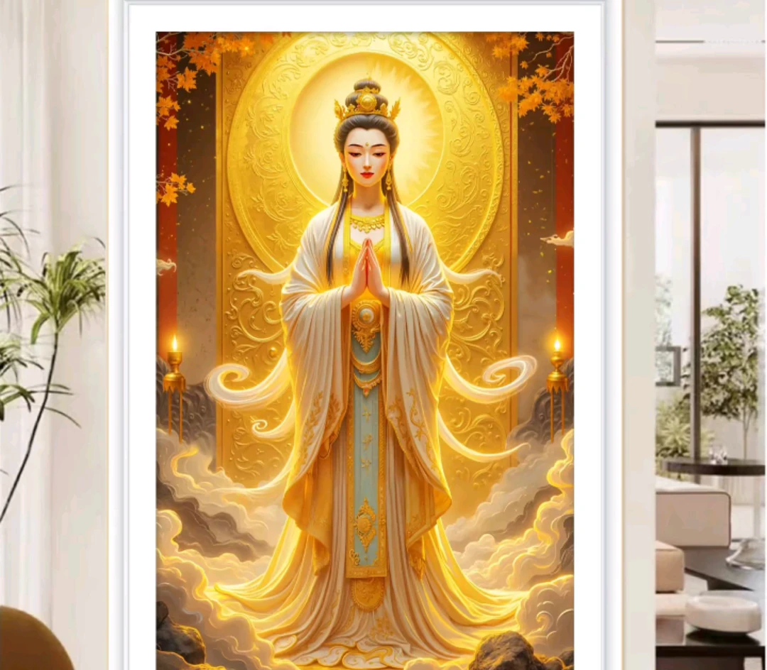 【200】观音 大格120x80 满绣无勾边十字绣套件