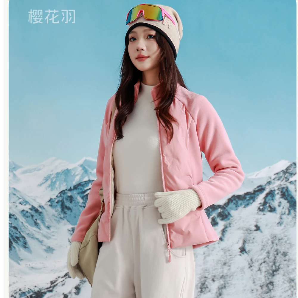 女款奥粒绒拼接发热前片羽绒保暖户外运动三防时尚休闲2405