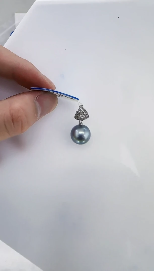 银S925镶嵌海水珍珠DA大溪地吊坠13-14 y252