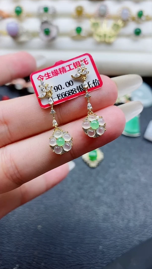 银S925镶嵌戒指翡翠1