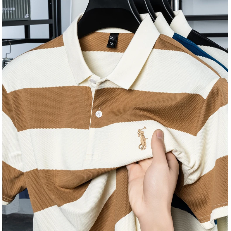 高端条纹商务通勤百搭做工精细夏季Polo奢侈品polo衫推荐