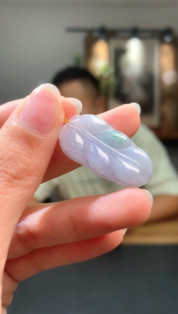 吊坠(不含链)18K金镶嵌翡翠70叶子1024多样性发一