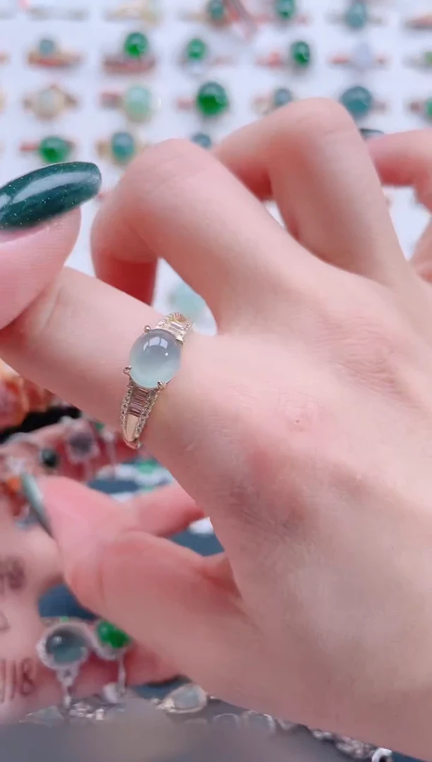 银S925镶嵌戒指翡翠天然翡翠