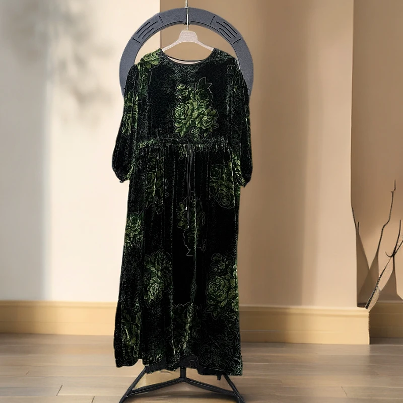 【美尔新疆包邮】大版高端真丝绒连衣裙