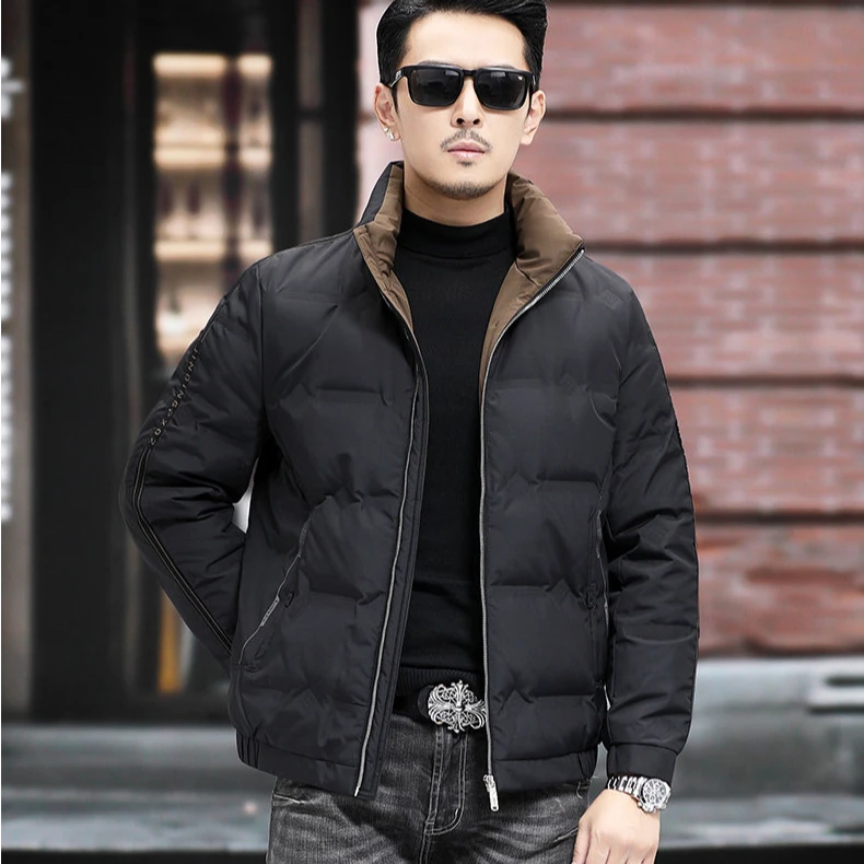 冬季短款羽绒服男商务休闲轻薄立领冬装2025新款时尚保暖鸭绒外套