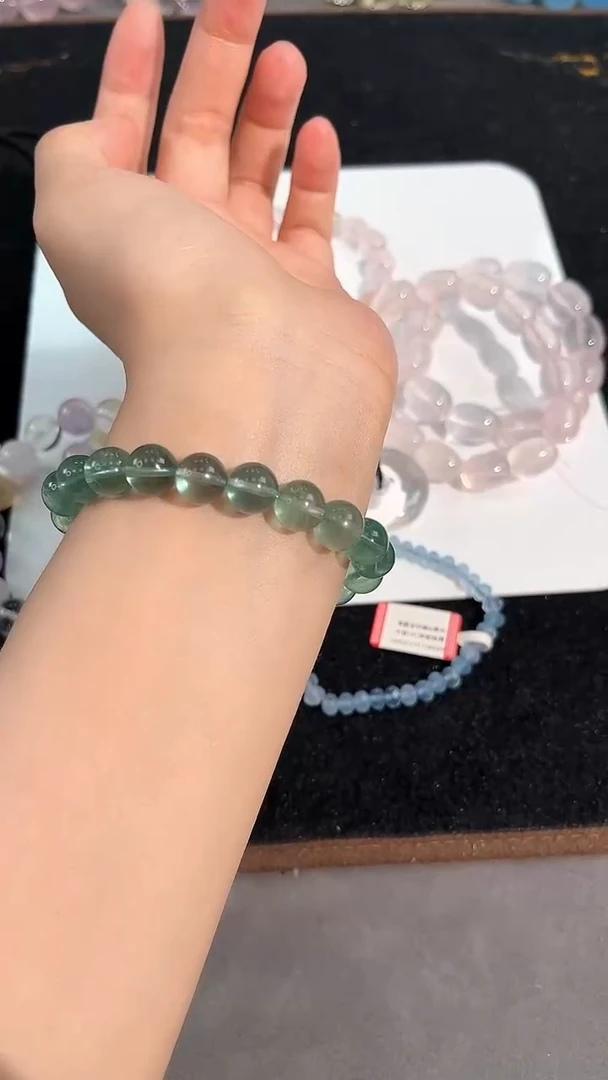 水晶手链未镶嵌2号绿萤石单圈9mm