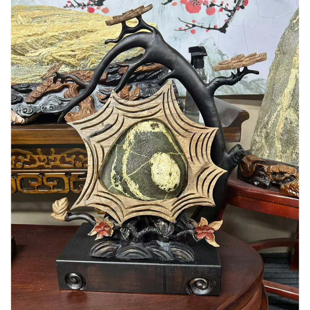 新中式陶瓷家居摆件工艺品靠山石平安石原石，观赏石办公室摆件