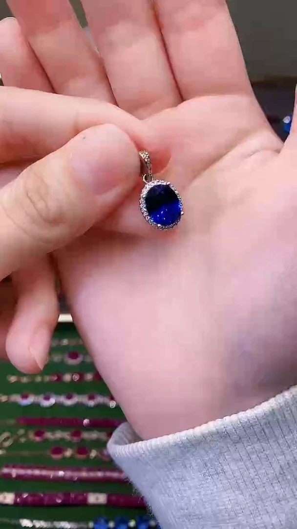 颈饰蓝宝石银S925镶嵌1256