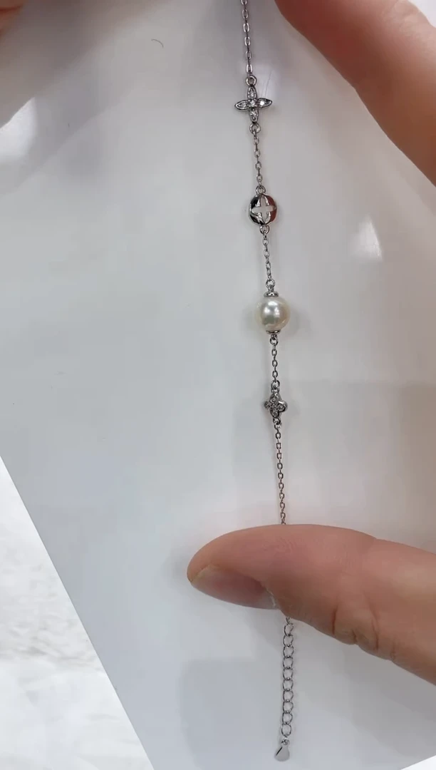 【闪购商品】海水珍珠手链银S925镶嵌海水珍珠手链