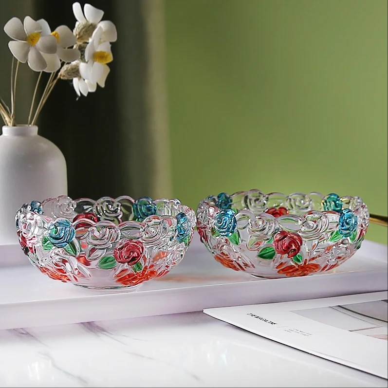 拍一发二工艺手绘玫瑰碗燕窝盅欧式无铅家用小吃碗