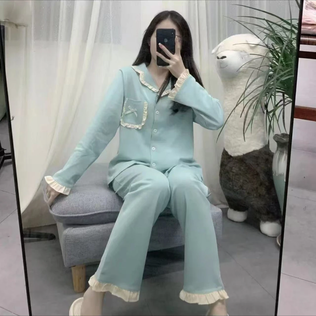 女士春秋舒适透气百搭家居服睡衣套装