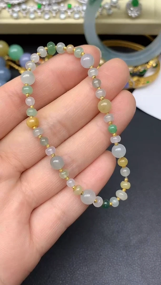 18K金镶嵌手串翡翠192-雪姐翡翠天天见