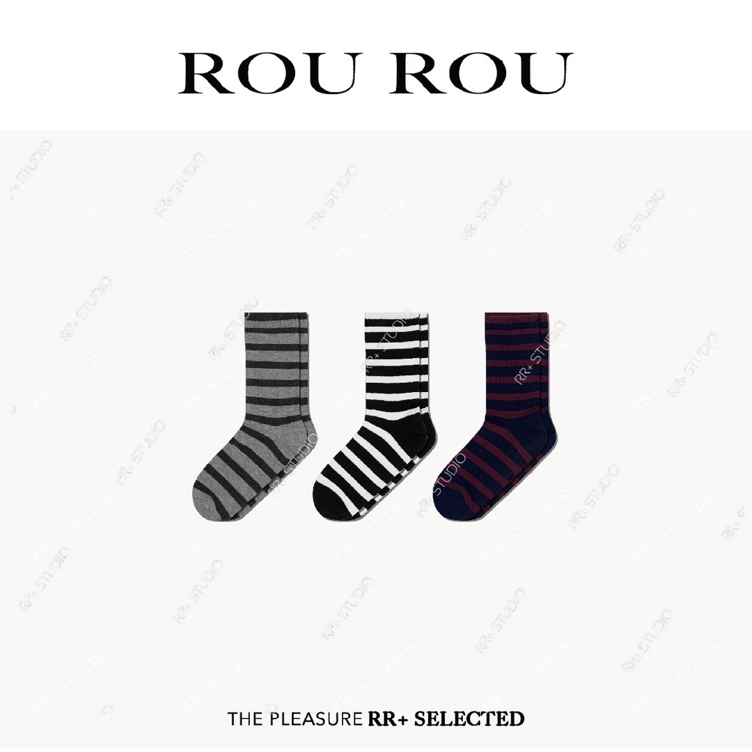 22229简约百搭拼色条纹中筒袜女ins潮个性字母百搭保暖袜