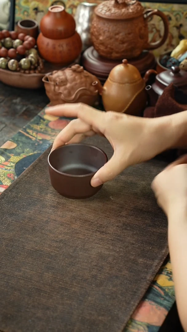 柴烧光素紫砂杯3243