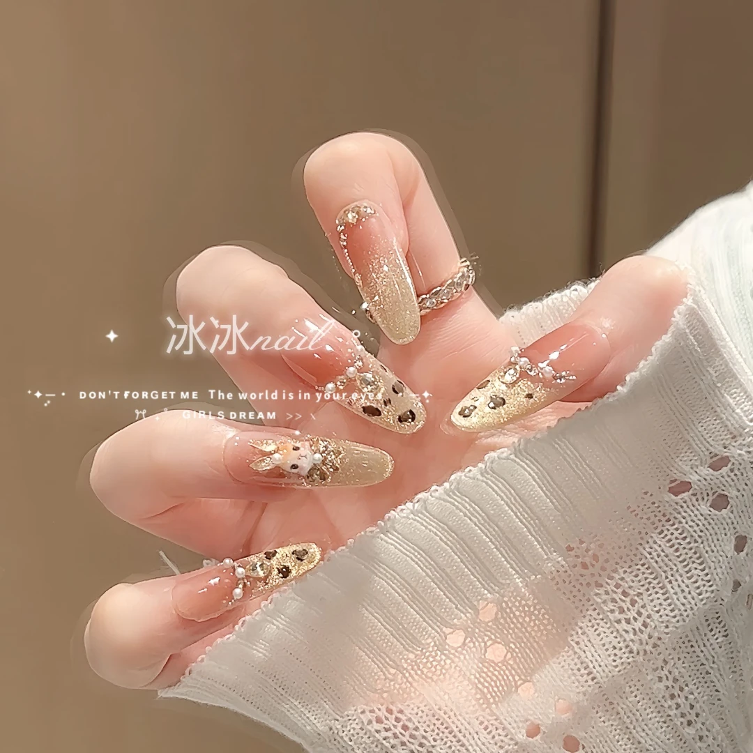 【金兔来财】气质豹纹纯欲猫眼纯手工可拆卸穿戴甲四季流行百搭