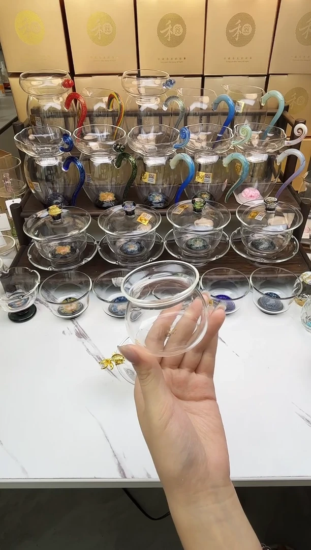 手工艺品玻璃禾器 金鱼茶漏