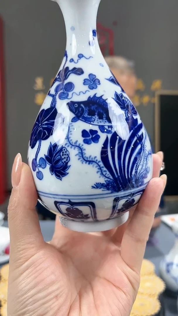 【闪购商品】官窑瓷画院233官窑瓷画院鱼藻玉壶春