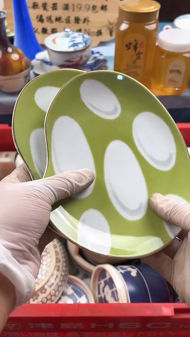 瓷片喜***祥英歌瓷器满19.9包邮