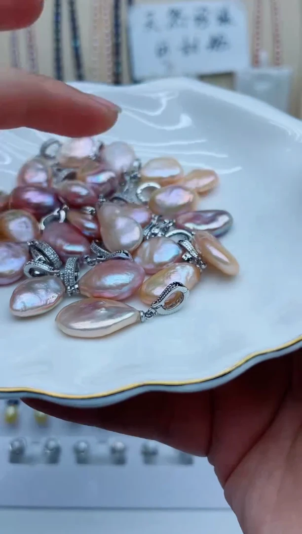 淡水珍珠银S925镶嵌颈饰吊坠多样性发其一