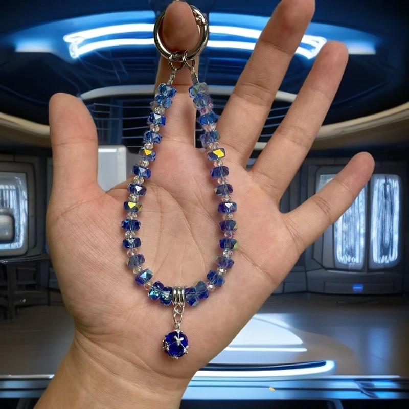 287时尚百搭创意水晶串珠手机链条钥匙扣包挂饰