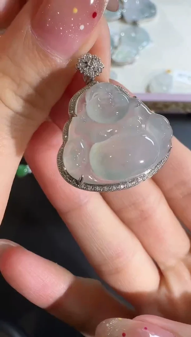 【闪购商品】翡翠吊坠(不含链)18K金镶嵌【源头工厂】钻石镶嵌