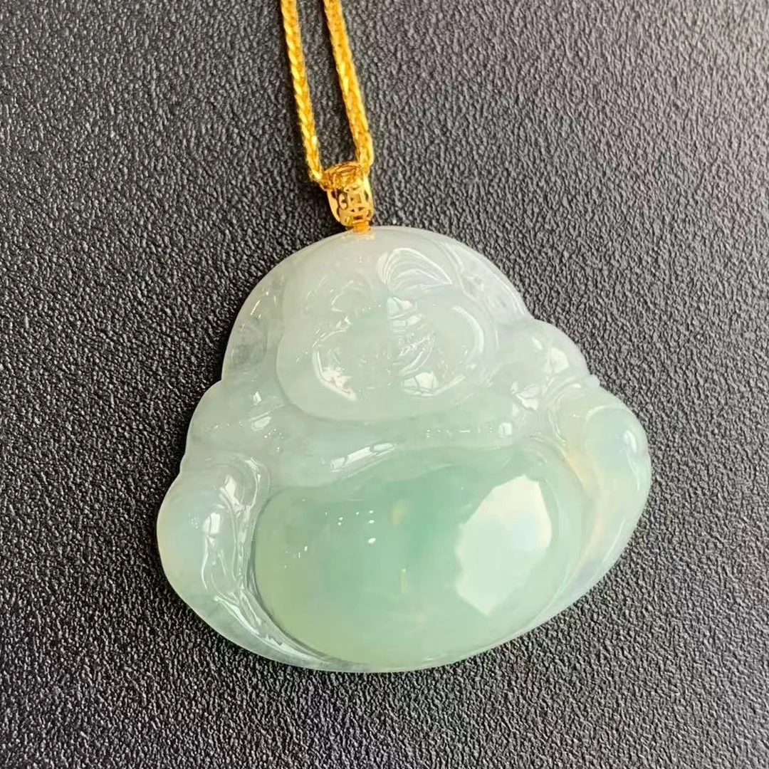 八七珠宝翡翠金镶佛公 多样性发一件 天然A货翡翠